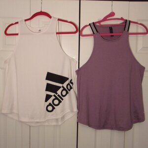 Two Adidas Sleeveless Tank Tops Size Large